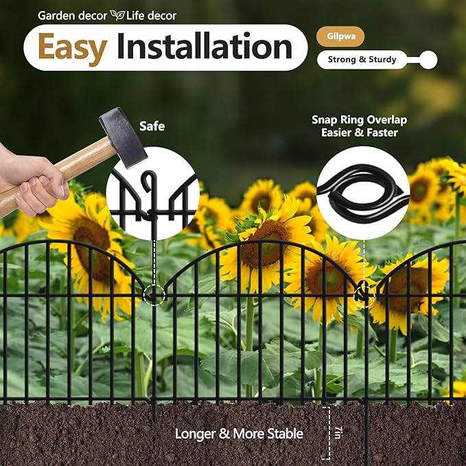 32 Panels Garden Fence, 45ft x 20in Animal Barrier Fences for Rabbits Dogs, Rustproof Metal Gardens Border Fencing, Arched Decorative Flower Bed Edging Barriers for Outdoor Yard Patio