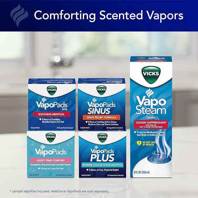 Vicks Warm Steam Vaporizer & Humidifier 1.5 Gallon Tank for Small and Medium Rooms, Night Light, Works with VapoPads and VapoSteam