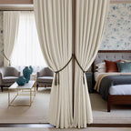NICETOWN Thermal Insulated Velvet Curtains Ivory White 90 Inch Length, Heavy Duty Keep Warm Drapes Room Darkening Thermal Insulated Curtains for Patio Hall Villa, Bedroom Window Treatment, Set of 2