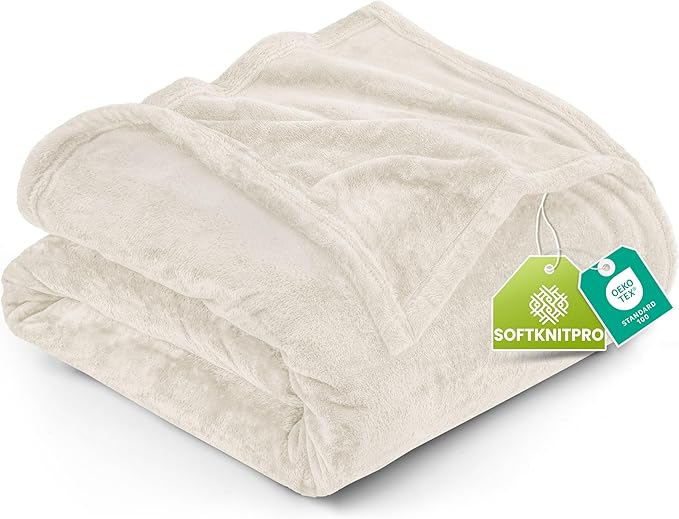Utopia Bedding Fleece Blanket Queen Size Linen (90x90 Inches) Ultra Soft Warm Lightweight Microfiber Breathable Anti-Static Cozy Winter Bed Blanket, All-Season Home Decor Gift for Men & Women