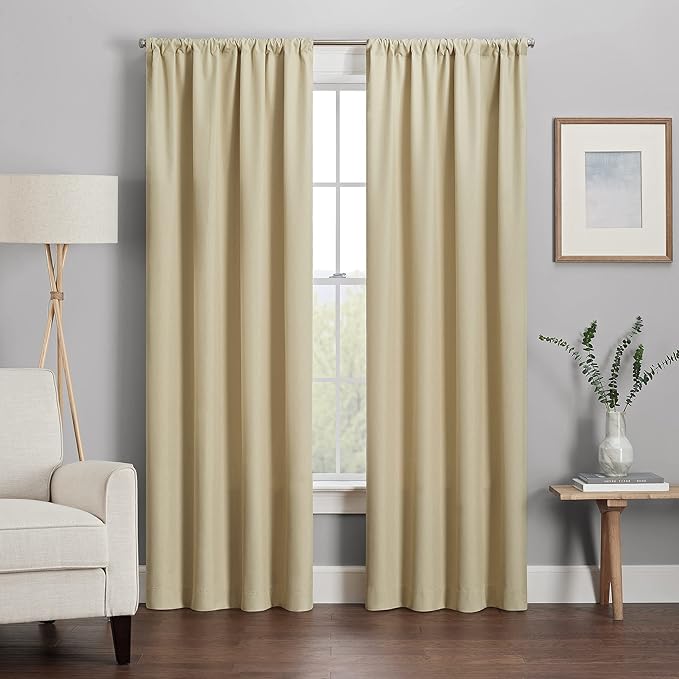 ECLIPSE Kendall Modern Blackout Thermal Rod Pocket Window Curtain for Bedroom or Living Room (1 Panel), 42 x 95, Cafe