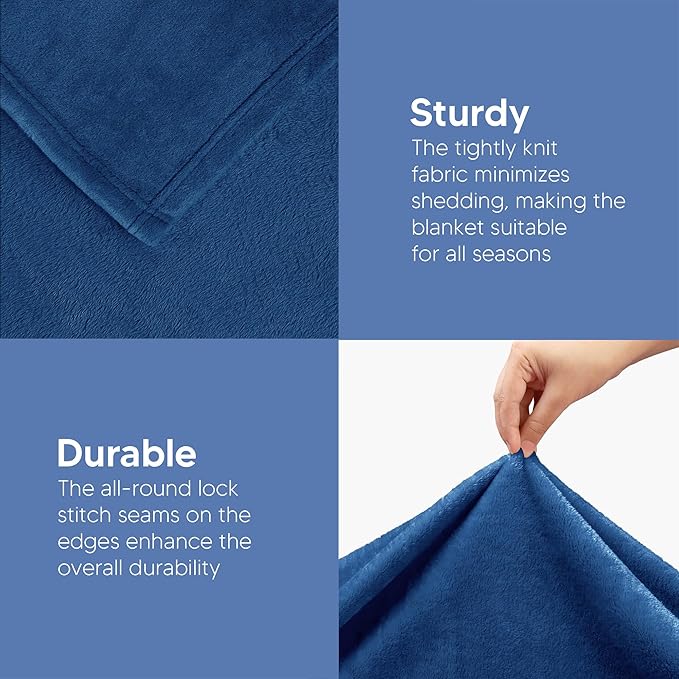 Utopia Bedding Fleece Blanket Queen Size Royal Blue 300GSM Luxury Fuzzy Soft Anti-Static Microfiber Bed Blanket (90x90 Inch)