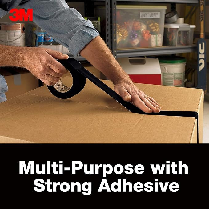 3M Multi-Use Colored Duct Tape, Black with Strong Adhesive and Water-Resistant Backing, Multi-Surface Duct Tape for Indoor and Outdoor Use, 1.88 Inches x 20 Yards, 1 Roll (Pack of 2)