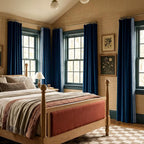NICETOWN Rod Pocket Embroidered Trim Velvet Curtains, 2 Panels, Navy Blue, Velvet Curtains 96 inches Long, Soft and Elegant Heavy Matt Solid Thermal Insulation Drapes for Bedroom, Living Room