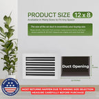 Modern Air Vent Cover 12x8 (Duct Opening) - Decorative White Aluminum Linear Slot Diffuser for Wall, Ceiling, Floor Register - Quiet Operation HVAC Grille for Home with Adjustable Airflow