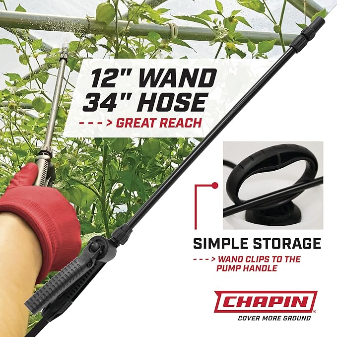 Chapin 22000 Pump Sprayer, 1-Gallon, Lawn & Garden, Translucent Poly Tank, Funnel-Top, SureSpray, Anti-Clog Filter, Adjustable Cone Nozzle & 34" Hose for Fertilizer, Weed & Pest Applications, 2 Pack