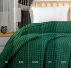 Utopia Bedding Forest Green 100% Cotton Waffle Blanket 300 GSM [Queen - 90x90 Inch] Soft Lightweight Breathable Bed Blanket for All Season