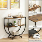 GILLAS 3 Tier Console Tables, 30" Height Entryway Table, Sofa Table Behind Couch, Industrial Entryway Furniture TV Stand with Storage for Living Room, Easy No-Extra-Tools Assembly, Rustic Brown