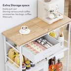 SWTYMIKI Coffee Bar Cabinet for Home - Farmhouse Coffee Stand Station Multi-Purpose Storage Cabinet with Adjustable Feet, Drawers - Kitchen Bar Table for Living Room, Corner, Small Space, Natural