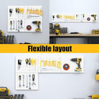 Peg Board, 4 Pack Metal Pegboard Panels with 50 Hooks, White Pegboards Wall Organizer, Heavy Duty Peg Board for Walls Home, Garage Tool Storage, Office Organization, Craft Room, Kitchen