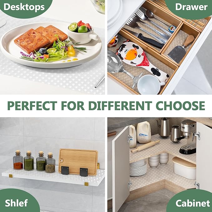 Shelf Liners, Non-Adhesive Drawer Liner, Waterproof & Oil-Proof Kitchen Cabinet Cupboard Liner Plastic EVA Material BPA Free Fridge Liner Mats Paper Protector for Shelves (Clear/12in x 60in)