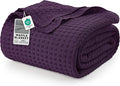 Utopia Bedding Plum 100% Cotton Waffle Blanket 300 GSM [Queen - 90x90 Inch] Soft Lightweight Breathable Bed Blanket for All Season