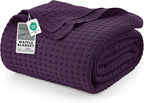 Utopia Bedding Plum 100% Cotton Waffle Blanket 300 GSM [King - 90x108 Inch] Soft Lightweight Breathable Bed Blanket for All Season