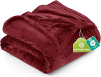 Utopia Bedding Fleece Blanket Queen Size Burgundy 300GSM Luxury Anti-Static Fuzzy Soft Microfiber Bed Blanket (90x90 Inch)