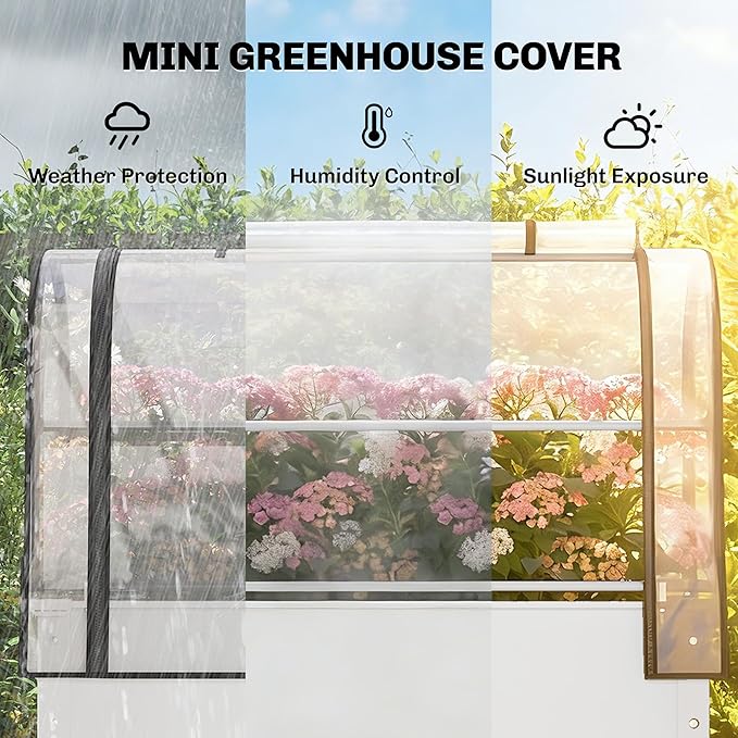 Outsunny Raised Garden Bed with Flip-Up Greenhouse Cover, Metal Elevated Garden Bed with Legs and Drainage Hole, Outdoor Raised Planter Box for Vegetables Herbs Flowers, 39.4" x 19.3" x 53.5", White