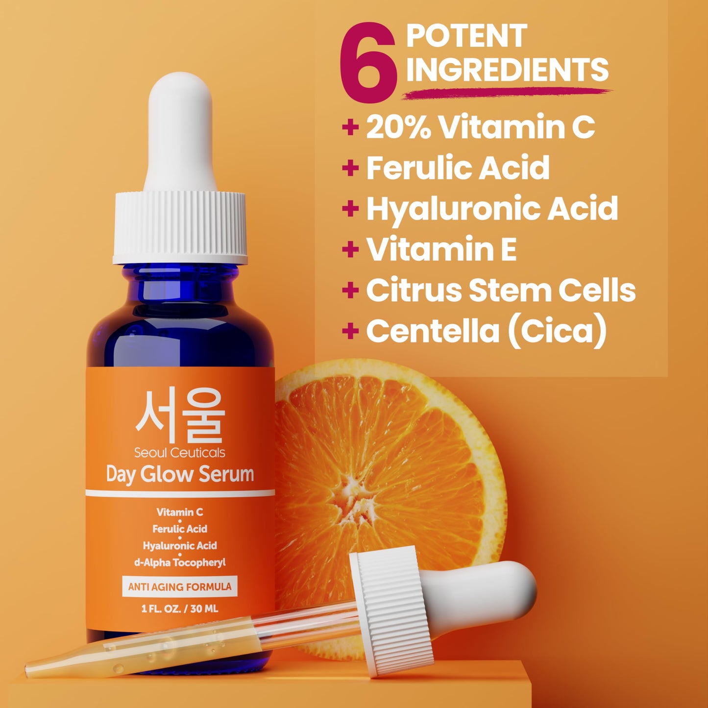SeoulCeuticals 20% Vitamin C Serum - Hyaluronic Acid & CE Ferulic Acid for Anti-Aging Korean Skincare | AlluCanFind