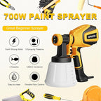 Paint Sprayer, 700W HVLP Spray Gun with Cleaning & Blowing Joints, 4 Nozzles and 3 Patterns, Easy to Clean, for Furniture, Cabinets, Fence, Walls, Door, Garden Chairs etc. VF803