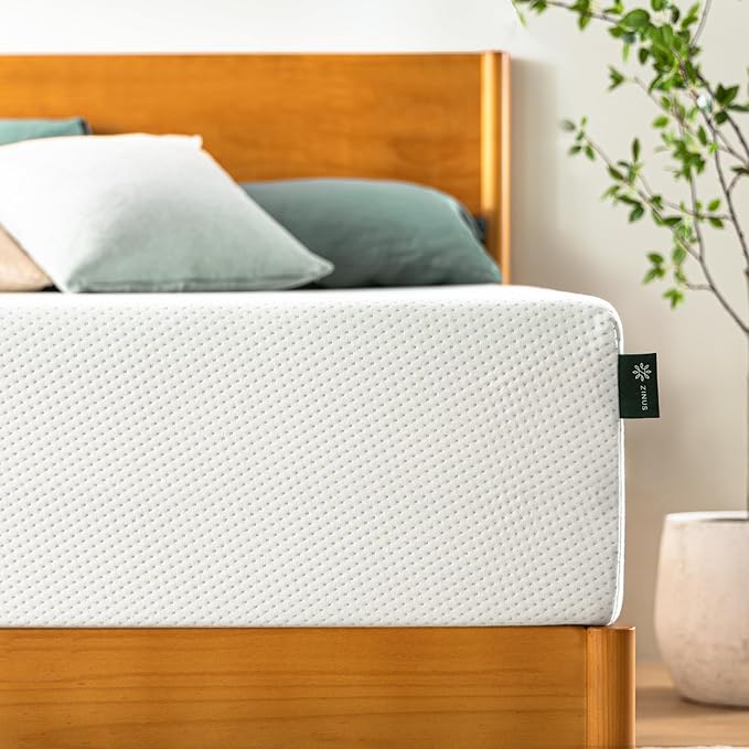 Zinus 10 Inch King Green Tea Memory Foam Mattress [New Version], Fiberglass Free, Medium Firm Feel, Zoned Pressure Relief, Certified Safe Foams & Fabric, Mattress in A Box