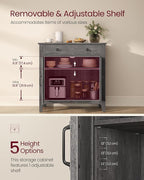 VASAGLE LIRY Collection - Buffet Cabinet, Coffee Bar Cabinet with a Drawer, Adjustable Shelf, Sideboard Storage with Cable Hole, Drawer Divider, Misty Gray UBBK341GW01S