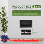 Modern Air Vent Cover 8x4 (Duct Opening) - Decorative Black Aluminum Linear Slot Diffuser for Wall, Ceiling, Floor Register - Quiet Operation HVAC Grille for Home with Adjustable Airflow