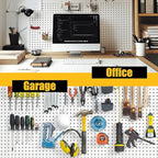 Peg Board, 4 Pack Metal Pegboard Panels with 50 Hooks, White Pegboards Wall Organizer, Heavy Duty Peg Board for Walls Home, Garage Tool Storage, Office Organization, Craft Room, Kitchen