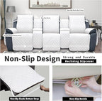 Easy-Going Recliner Sofa Cover with Console, Reversible Couch Cover for Living Room, Split Sofa Cover for Each Seat with Elastic Straps for Kids, Dogs, Pets (3 Seater, White/White)