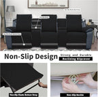 Easy-Going Recliner Sofa Cover with Console, Reversible Couch Cover for Living Room, Split Sofa Cover for Each Seat with Elastic Straps for Kids, Dogs, Pets (3 Seater, Black/Beige)