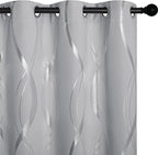 NICETOWN Blackout Curtains 72 inches Long, Silver Grey, 2 Panels, 34 x 72 Inch, Microfiber Noise Reducing Thermal Insulated Wave Line Foil Print Design Blackout Curtains for Patio Sliding Glass Door