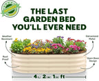 Plant & Plot Galvanized Raised Garden Beds Outdoor // 4×2×1 ft Planter Raised Beds for Gardening, Vegetables, Flowers // Large Metal Garden Box (White) // Patented Tool-Free Design