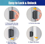 2Pack Door Reinforcement Lock Withstands 800lbs of Force - Black Extra Proof Door Lock for Kids Safety Drilling Required,Prevents Unauthorized Entry,Add a Door Security Locks for Home Safety & Privacy