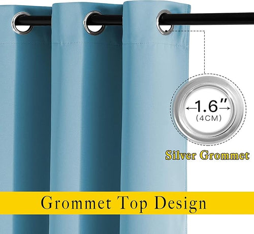 NICETOWN Blackout Curtains and Drapes - Energy Saving Thermal Insulated Solid Grommet Blackout Draperies for Sliding Glass Door/Patio (1 Pair, W80 x L84, Teal Blue)