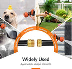 Giraffe Tools Garden Hose 25FT Lightweight Lay Flat Water Hose Kink Free Flexible Hose with 9 Spray Function Nozzle, Black