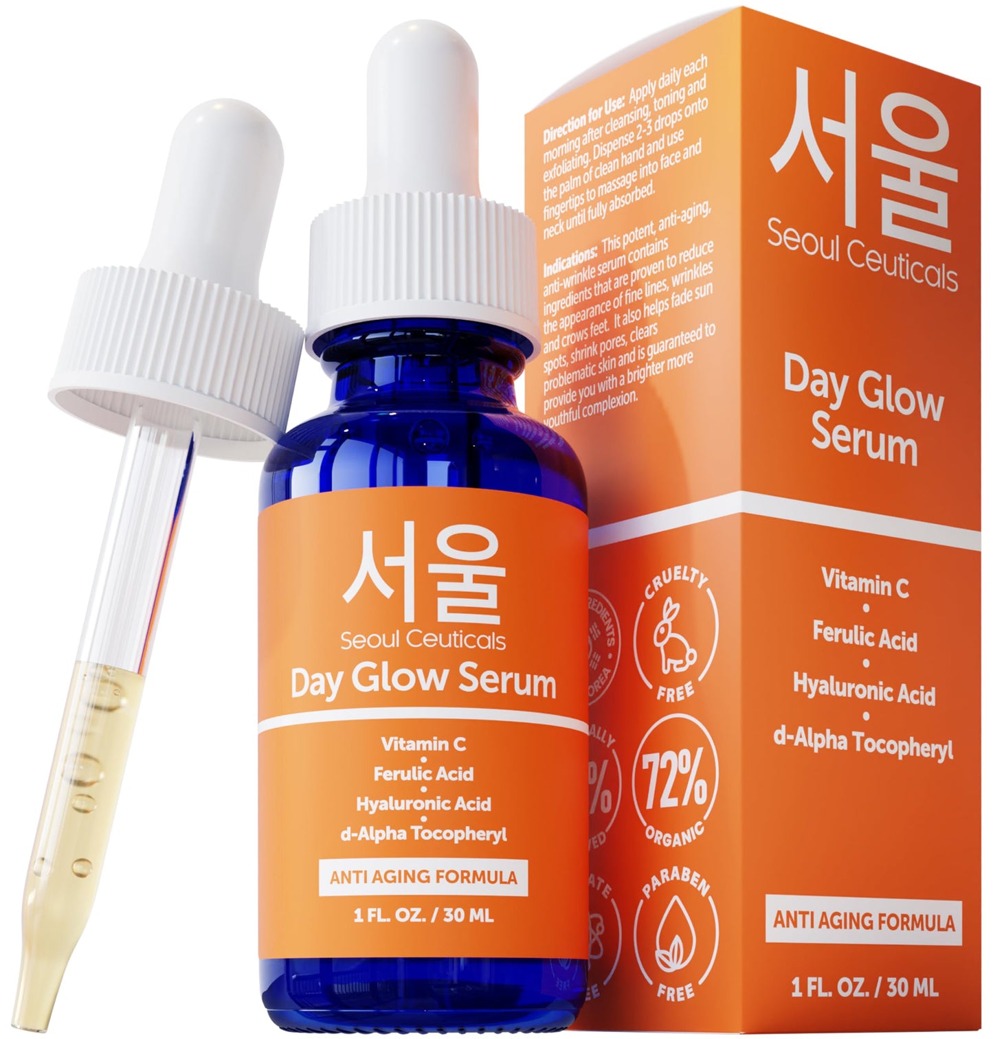 SeoulCeuticals 20% Vitamin C Serum - Hyaluronic Acid & CE Ferulic Acid for Anti-Aging Korean Skincare | AlluCanFind