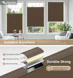 LazBlinds No Tools No Drill Cordless Cellular Shades, Blackout Light Blocking Honeycomb Shades for Home, Thermal Insulation Blinds for Windows, 33" W x 48" H, Dark Coffee