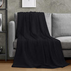 Utopia Bedding Black 100% Cotton Waffle Blanket 300 GSM [Twin - 90x72 Inch] Soft Lightweight Breathable Dorm Bed Blanket for All Season