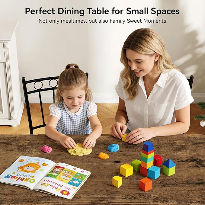 Vipbear Kitchen Dining Table Set for 4, 5-Piece Kitchen Table Set,Dining Room Table Sets,Rectangular Kitchen Table Set with 4 Chairs for Small Space, Dinette,Apartment, Rustic Brown
