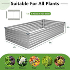 8x4x1.5FT Galvanized Raised Garden Bed,Vegetable Boxes-Rectangle Metal Flower Box,Large Planter Raised Beds Outdoor Garden for Planting,Fruit,Herb-Silver
