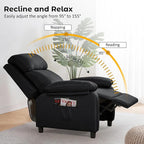 Recliner Chair, Reading Chair for Adults with Side Pockets, Recliners with Padded Deep Seat, Small Recliners for Small Spaces, Linen Fabric Comfy Chair for Bedroom, Living Room, and RV