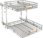Pull out Cabinet Organizer, 2 Tiers 23"W X 21"D, Heavy Duty Smooth Sliding Under Cabinet Shelves for Pots and Pans, Full-Extension Roll out Drawers, Slide out Organization for Home Kitchen Pantry
