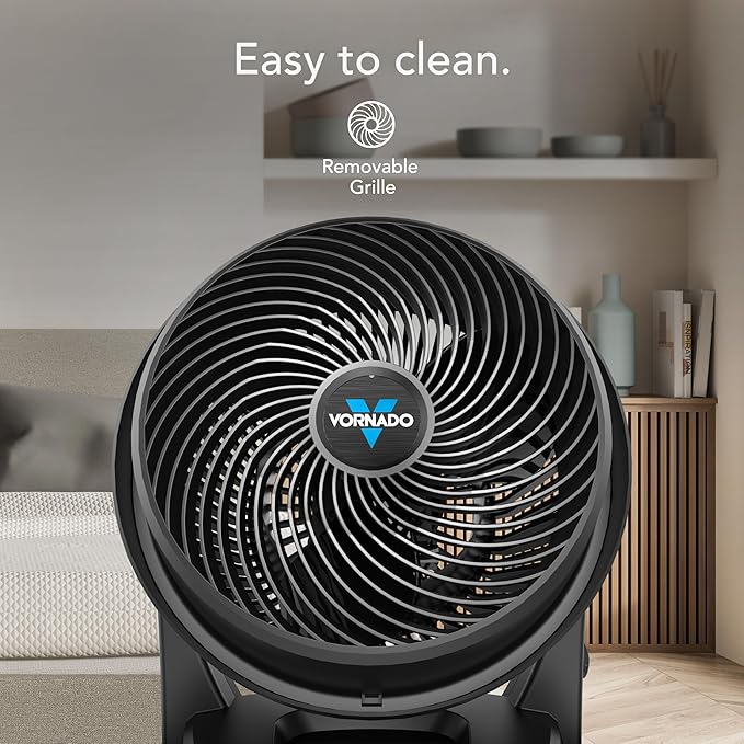 Vornado 630 Mid-Size Whole Room Air Circulator, 3-Speed, Floor Fan for Bedroom, Office, Home, Adjustable Tilt Head, 9 in, Quiet Cooling, Large Electric Fan, Black