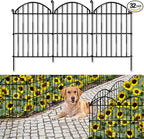 32 Panels Garden Fence, 34ft x 23in Animal Barrier Fences for Rabbits Dogs, Rustproof Metal Gardens Border Fencing, Arched Decorative Flower Bed Edging Barriers for Outdoor Yard Patio