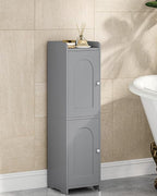 Bathroom Storage Cabinet, Small Corner Floor Cabinet with 2 Doors and Adjustable Shelf, Narrow Toilet Paper Cabinets, Bathroom Organizer for Small Spaces, 7.9" D x 7.9" W x 29.5" H Gray