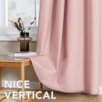H.VERSAILTEX Linen Curtains 100% Blackout Curtains for Bedroom 54 inch Long Full Light Blocking Nature Linen Blended Window Curtains for Living Room Nickel Grommet (2 Panels, Heathered Baby Pink)