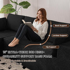 106" Cloud Sectional Boneless Couches for Living Room, Modular L Shaped Couch with Deep Seat Oversized Left Facing Chaise, Memory Foam Compressed Spineless 3 Seater Sofa for Bedroom Apartment, Black