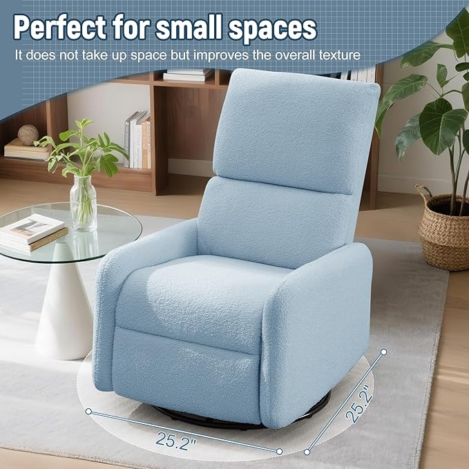 360° Rocking Chair, Nursery Rocker Chair with Side Pockets, Glider Nursing Chair with Steel Structure Base, Small Chair for Small Spaces, Sherpa Swivel Accent Chairs for Living Room, Nursing