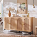 Modern Buffet Cabinet with Storage, 61.75" W Fluted Arched Sideboard Cabinet w/Adjustable Shelves, Wooden Modular Coffee Bar for Dining Room, Kitchen, Living Room, Entryway, Natural