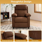 Recliner Chair, Reading Chair for Adults with Side Pockets, Recliners with Padded Deep Seat, Small Recliners for Small Spaces, Linen Fabric Comfy Chair for Bedroom, Living Room, and RV