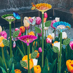 4 Pack Bee Watering Station, Bee Bath for Garden Metal Bee Water Feeder with Flower Design, Colorful Butterfly Bee Bath Bowl for Outdoor Garden Yard Decor (Red,Green,Blue,Yellow)