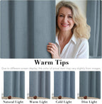 H.VERSAILTEX Primitive Linen Curtains 100% Blackout Curtain Drapes Burlap Curtains with White Thermal Insulated Liner, Grommet Top Drapes Living Room/Bedroom (2 Panels, 42 x 54 Inch, Stone Blue)