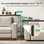 Kitstorack 2-Pack Black Narrow Console Table Behind Couch, Adjustable Height (25"-33") & 2 Power Outlets, Skinny Entryway Sofa Table 5.9" Deep x 79" Long, Split Design for Separate Use